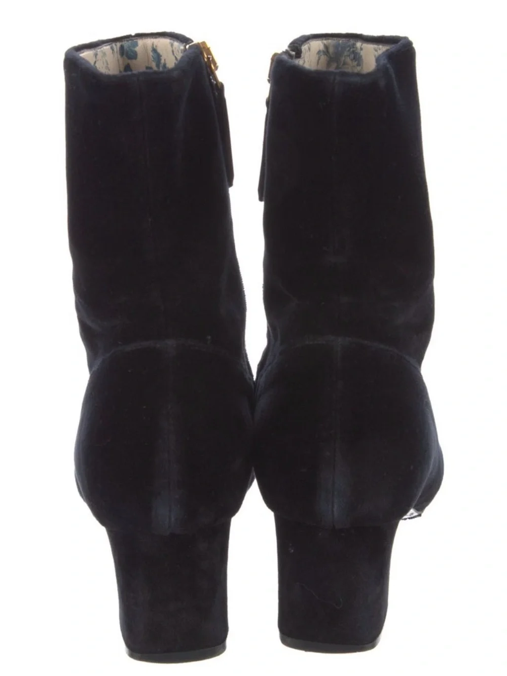 Gucci Black Velvet Ankle Boots with Gold Double GG - Picture 4 of 5